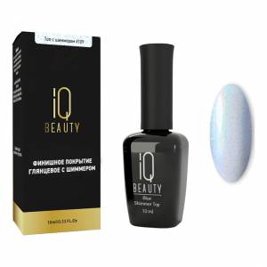 IQ Beauty: Финишное покрытие для гель-лака с шиммером без липкого слоя глянцевое top #109/голубой (Shimmer top/Blue), 10 мл