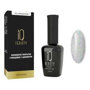 IQ Beauty: Финишное покрытие для гель-лака с шиммером без липкого слоя глянцевое #108/голографический (Shimmer top/Unicorn), 10 мл