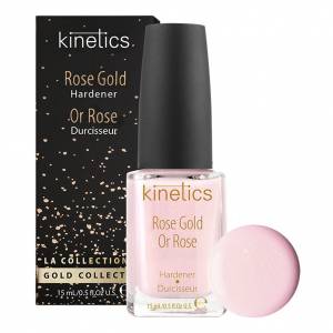 Kinetics: укрепитель для ногтей Rose Gold Hardener с золотой крошкой (нежно-розовый цвет), 15 мл