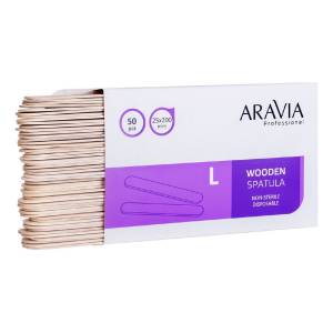 Aravia Professional: Шпатели деревянные одноразовые размер L (Disposable wooden spatulas), 50 шт