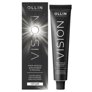 Ollin Professional Vision: Крем-краска для бровей и ресниц Черный (Black) 20 мл + лепестки