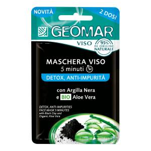 Geomar: Маска для лица очищающая Детокс с черной глиной и экстрактом Алоэ Вера, 15 мл