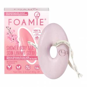 Foamie: Очищающее средство для тела без мыла с ароматом вишни и рисовым молочком (Cherry Kiss), 80 гр