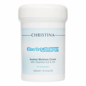 Christina Elastin Collagen: Увлажняющий азуленовый крем с коллагеном и эластином для нормальной кожи (Azulene Moisture Cream with Vit.A, E&H, 250 мл