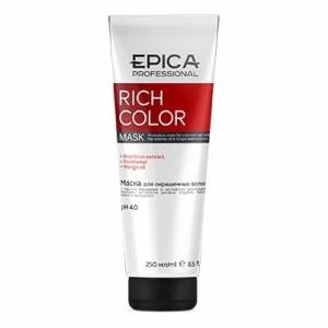Epica Rich Color: Маска для окрашенных волос с маслами манго, макадамии и экстрактом виноградных косточек, 250 мл