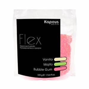 Kapous Depilations Flex: Полимерный воск в гранулах с ароматом Бабл Гам, 500 гр