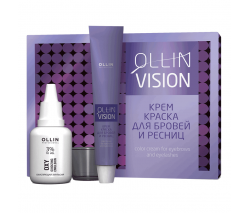 Ollin Professional Vision: Крем-краска для бровей и ресниц Черный (Black) в наборе