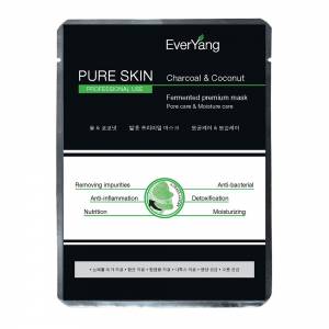 EverYang: Биоцеллюлозная маска на основе кокосовой воды и угля (Pure Skin Charcoal & Fermented Premium Mask), 1 шт