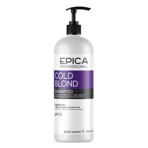 Epica Cold Blond: Шампунь с фиолетовым пигментом, маслом макадамии и экстрактом ромашки, 1000 мл