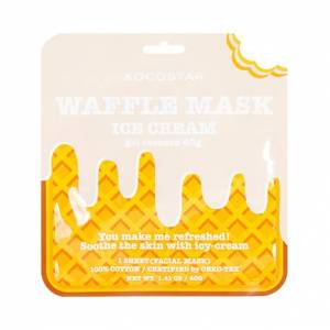 Kocostar: Освежающая и смягчающая вафельная маска для лица «Сливочное мороженое» (Waffle Mask Ice Cream)