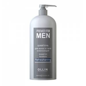 Ollin Professional Premier for Men: Шампунь для волос и тела освежающий (Shampoo Hair & Body Refreshening)
